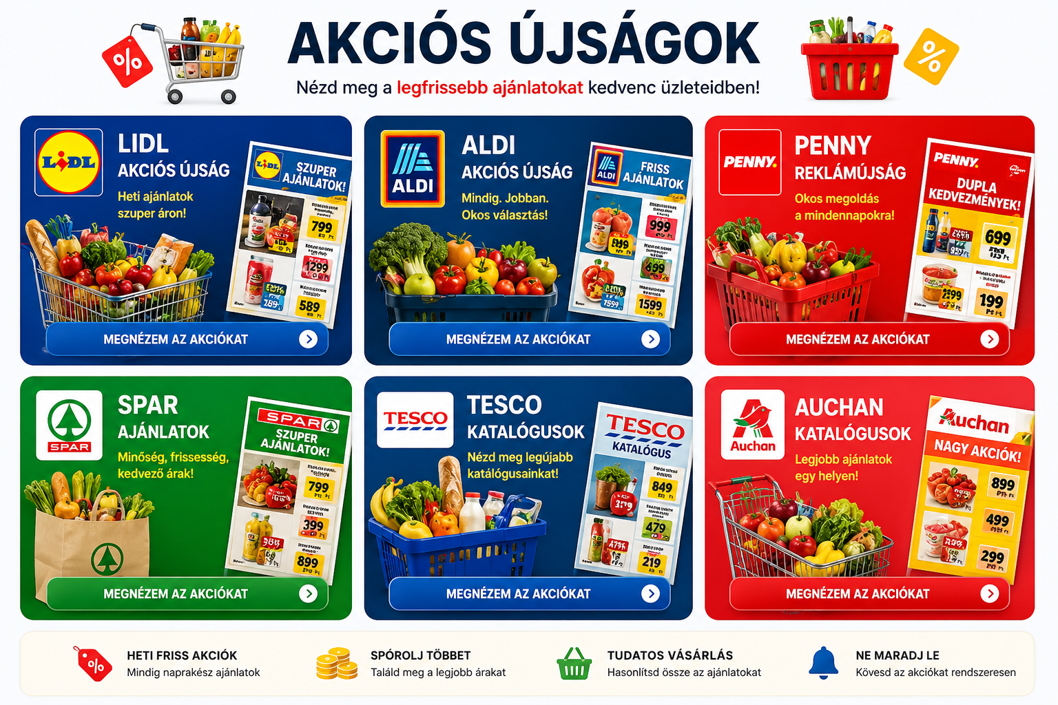 Akciós Újságok 2026 – Lidl Aldi Penny Spar Tesco és Auchan ajánlatok