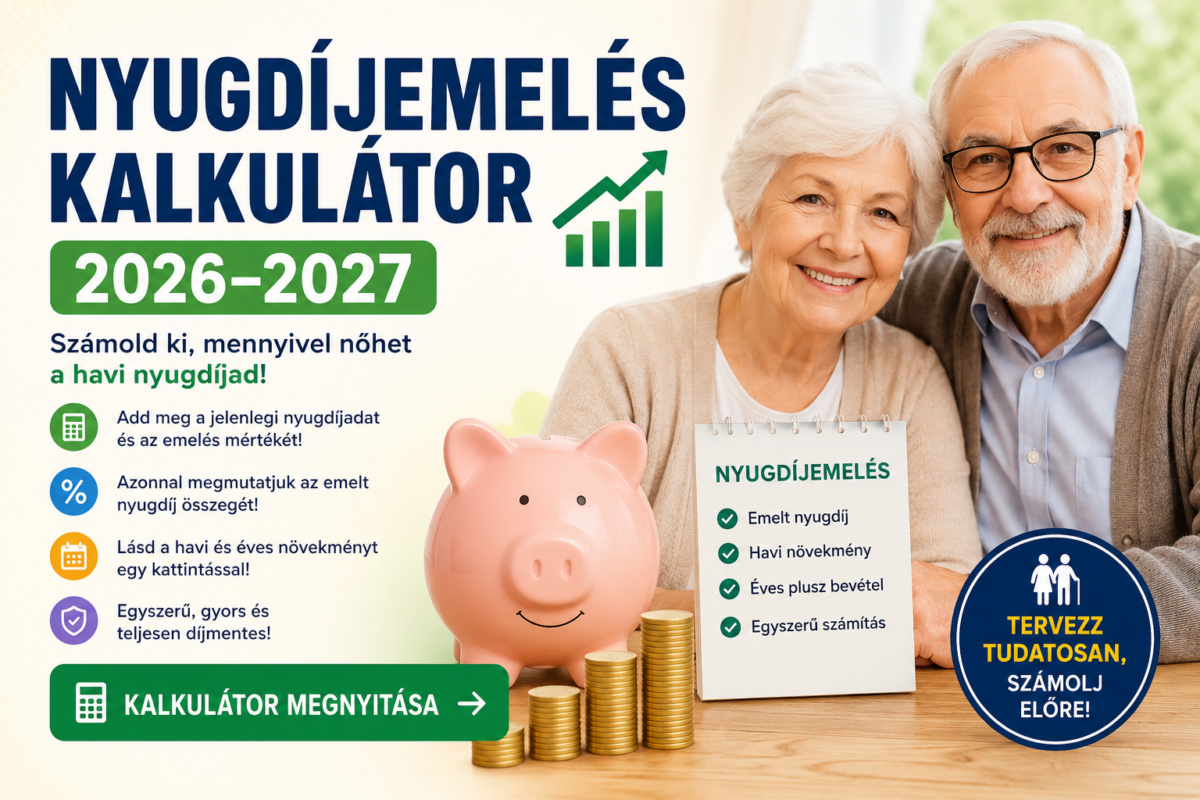 Nyugdíjemelés kalkulátor 2026–2027